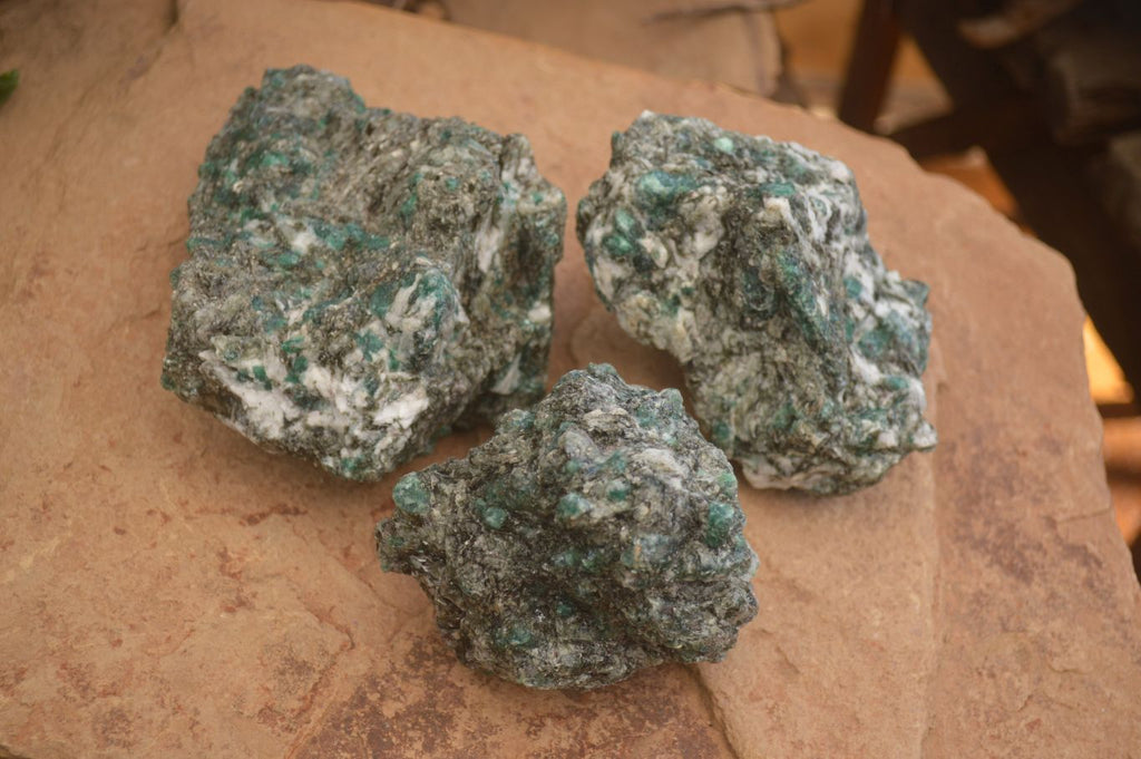 Natural Rare Emerald Mica In Matrix Cobbed Specimens x 12 From Mutoko, Zimbabwe - Toprock Gemstones and Minerals 