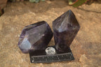 Polished  Dark Amethyst Standing Free Forms x 3 From Zambia - Toprock Gemstones and Minerals 