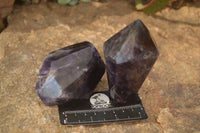 Polished  Dark Amethyst Standing Free Forms x 3 From Zambia
