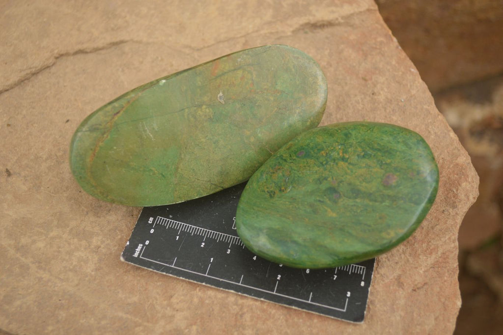 Polished Green Verdite Galet / Palm Stones x 6 From Zimbabwe - Toprock Gemstones and Minerals 