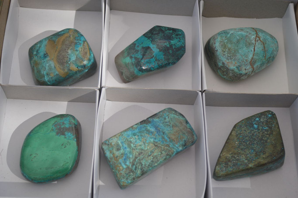 Polished Blue Shattuckite Free Forms  x 6 From Kaokoveld, Namibia - Toprock Gemstones and Minerals 