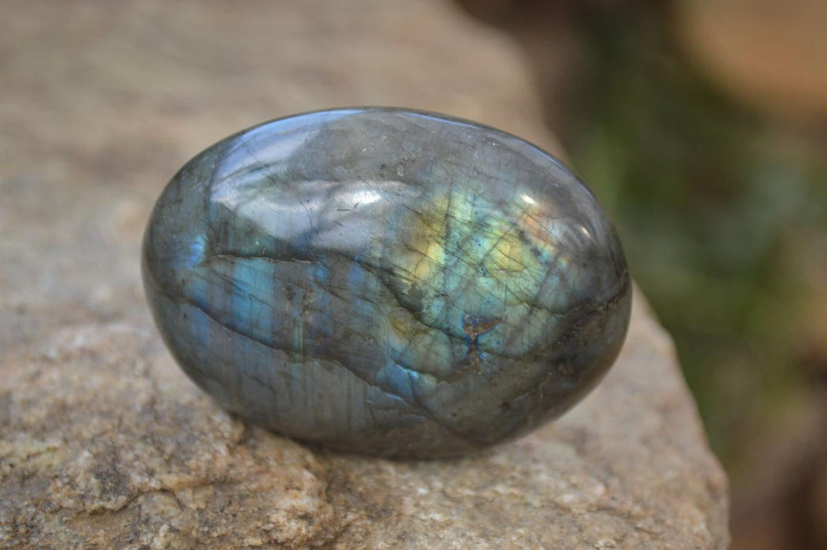 Polished Flashy Labradorite Palm Stones  x 12 From Tulear, Madagascar - Toprock Gemstones and Minerals 