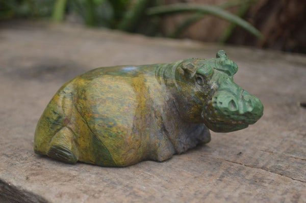 Polished Green Verdite Hippo Carvings x 3 From Zimbabwe - Toprock Gemstones and Minerals 