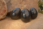 Polished  Black Basalt Gemstone Eggs x 6 From Antsirabe, Madagascar - Toprock Gemstones and Minerals 