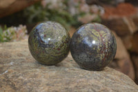 Polished Bastite Dragon Blood Stone Spheres  x 2 From Tshipise, South Africa - Toprock Gemstones and Minerals 