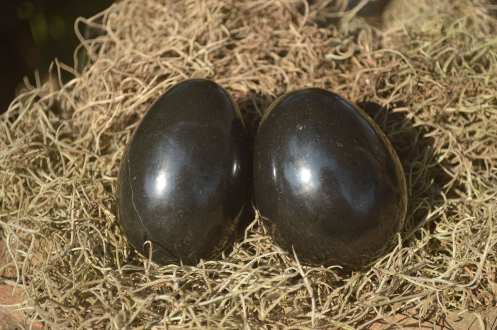 Polished  Black Basalt Gemstone Eggs x 6 From Antsirabe, Madagascar - Toprock Gemstones and Minerals 