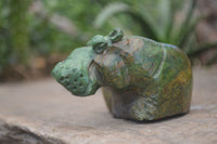 Polished Green Verdite Hippo Carvings x 3 From Zimbabwe - Toprock Gemstones and Minerals 