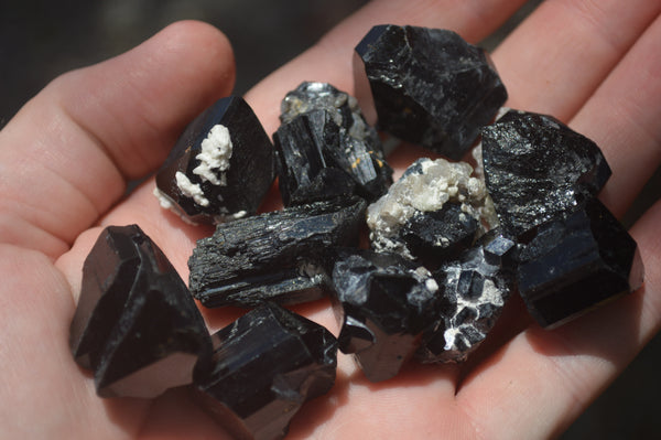 Natural Small Black Schorl Tourmaline Clusters - Sold per 580 g (63 + pieces per pack) - From Erongo, Namibia - TopRock