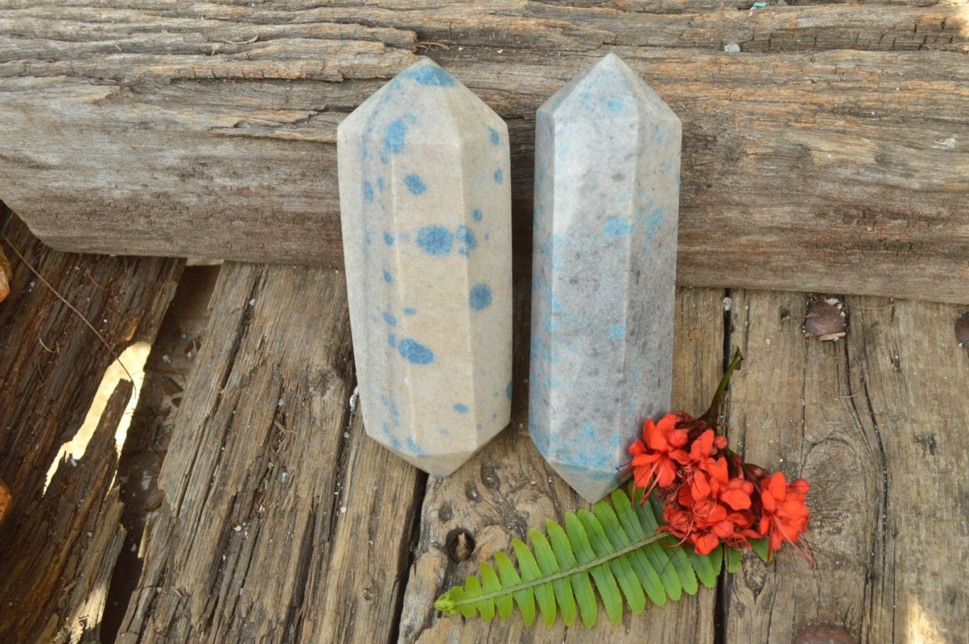 Polished Blue Spotted Spinel Double Terminated Points x 2 From Madagascar - TopRock