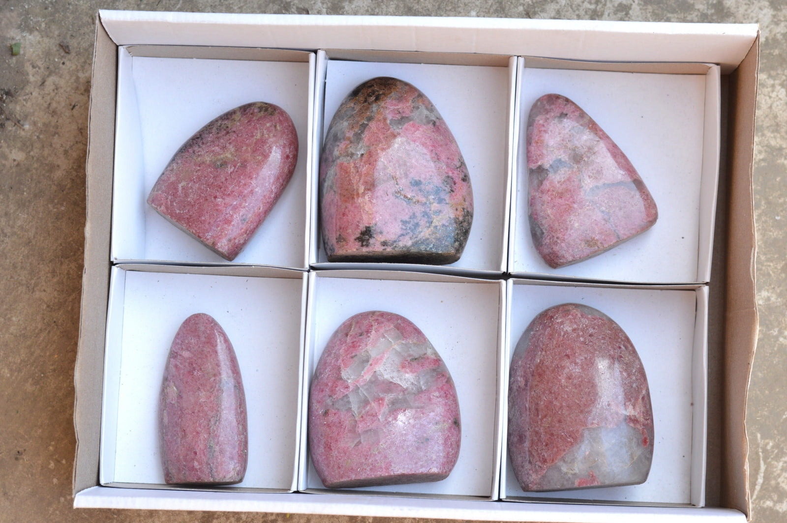 Polished Near Solid Pink Rhodonite Standing Free Forms x 6 From Ambindavato, Madagascar - TopRock