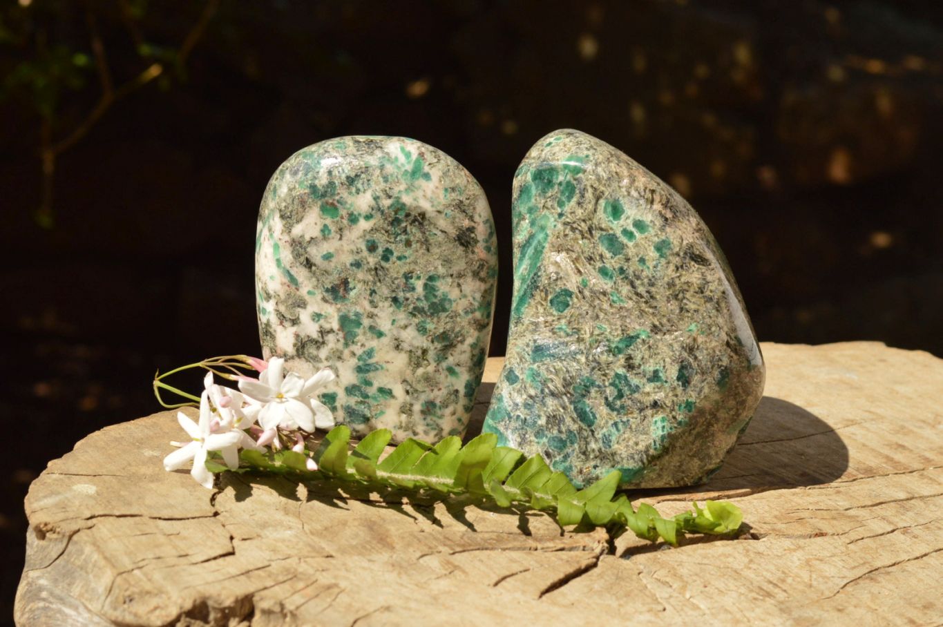 Polished Green Emeralds In Matrix Standing Free Forms  x 2 From Sandawana, Zimbabwe - TopRock