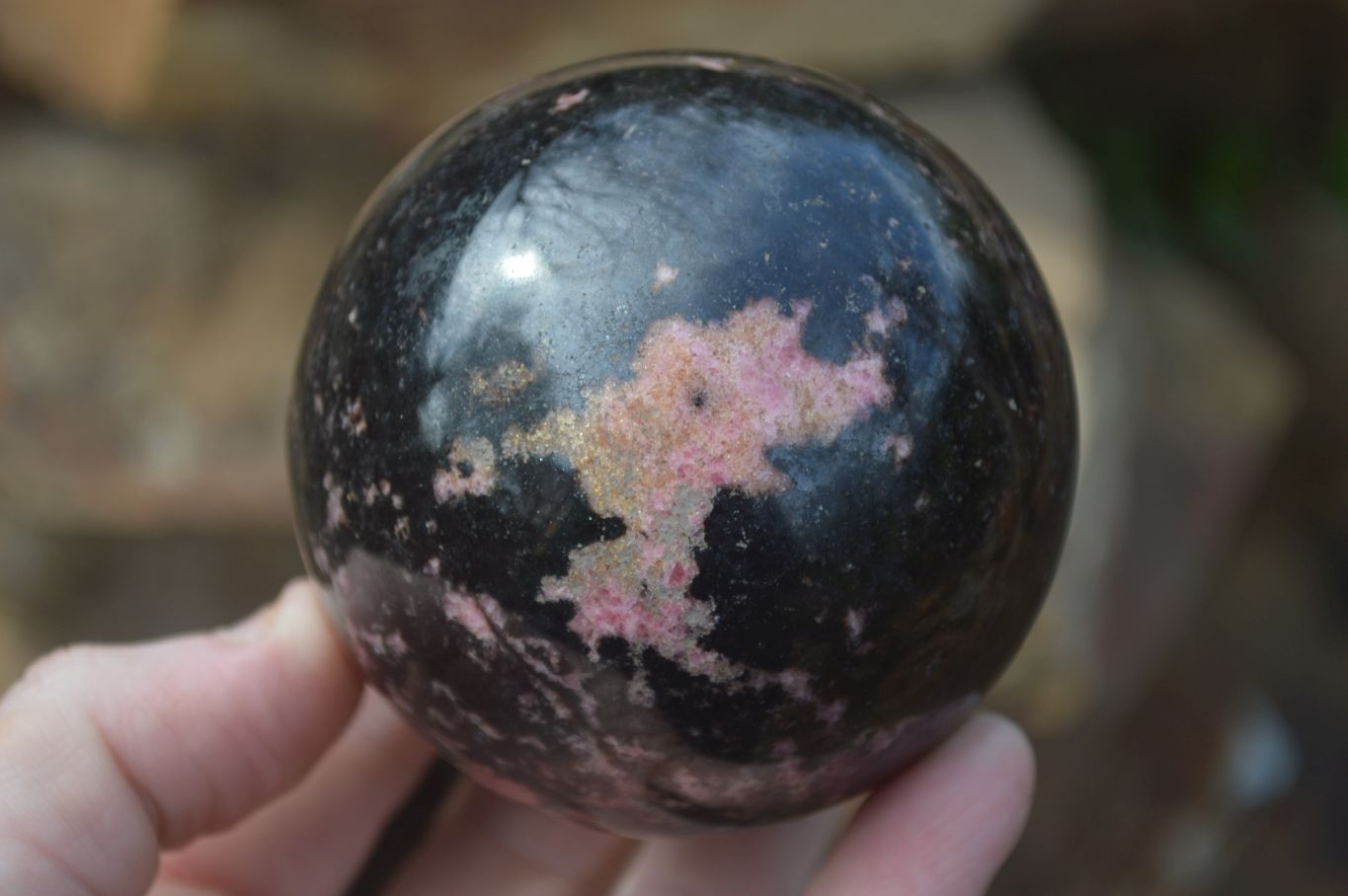 Polished Rhodonite Spheres x 2 From Ambindavato, Madagascar - Toprock Gemstones and Minerals 
