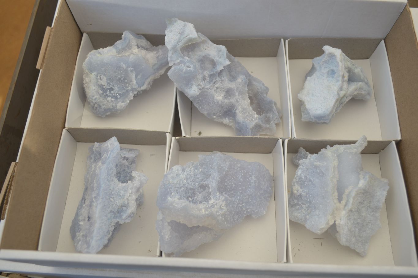 Natural Etched Blue Chalcedony Specimens  x 6 From Nsanje, Malawi - Toprock Gemstones and Minerals 