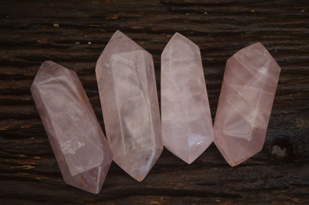 Polished Gemmy Double Terminated Rose Quartz Points x 4 From Ambatondrazaka, Madagascar - Toprock Gemstones and Minerals 