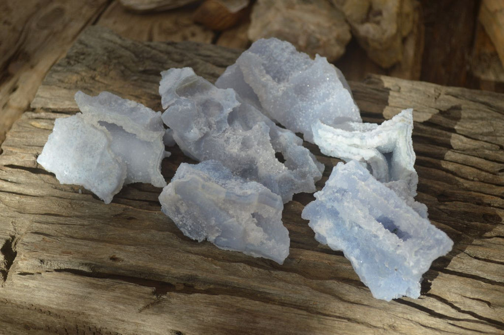 Natural Etched Blue Chalcedony Specimens  x 6 From Nsanje, Malawi - Toprock Gemstones and Minerals 