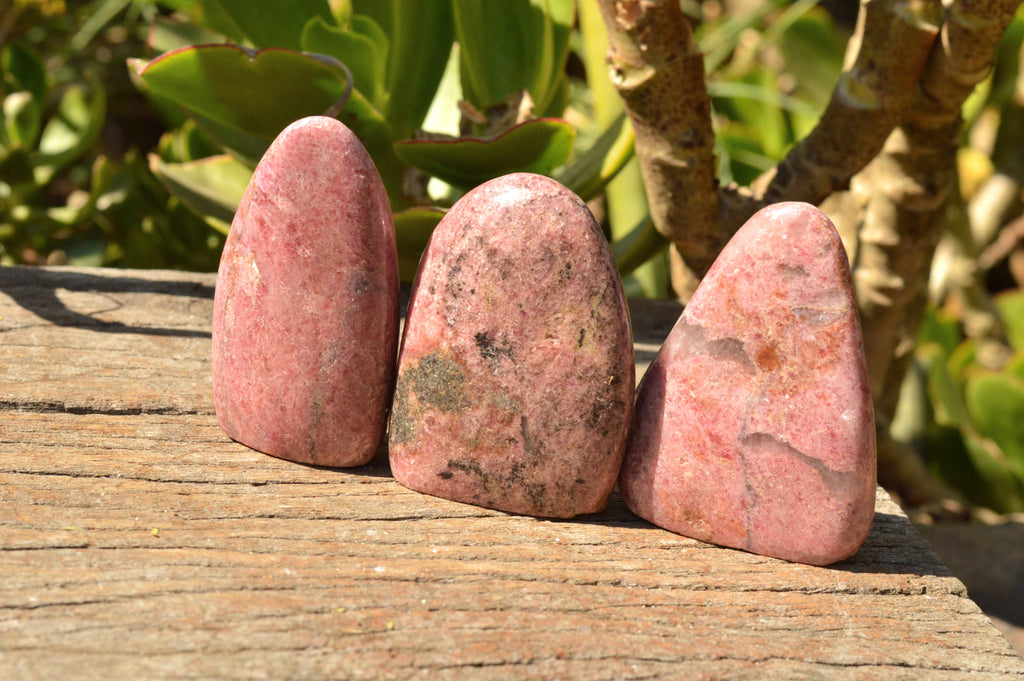 Polished Near Solid Pink Rhodonite Standing Free Forms x 6 From Ambindavato, Madagascar - TopRock
