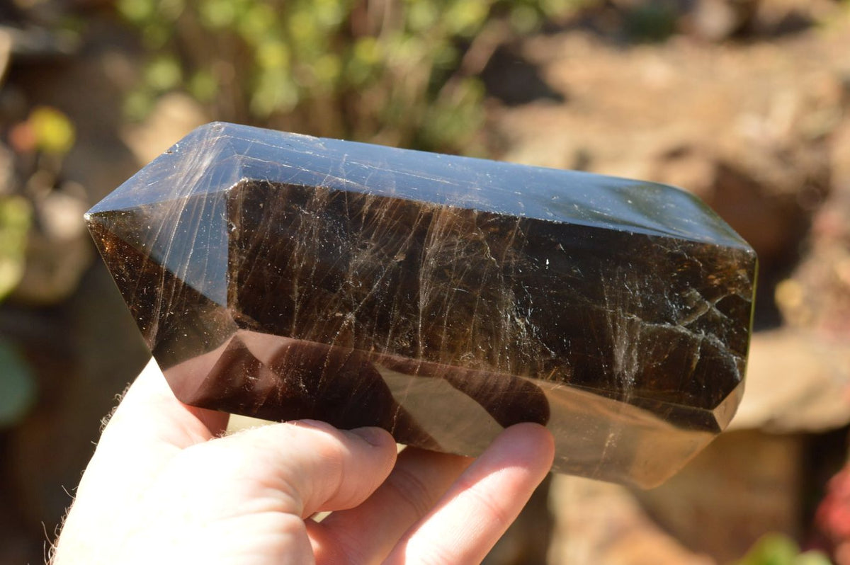Polished Stunning Amethyst & Morion Smokey Quartz Points  x 2 From Madagascar - TopRock