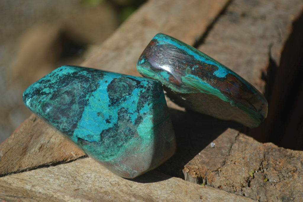 Polished Blue Shattuckite Free Forms  x 6 From Kaokoveld, Namibia - Toprock Gemstones and Minerals 