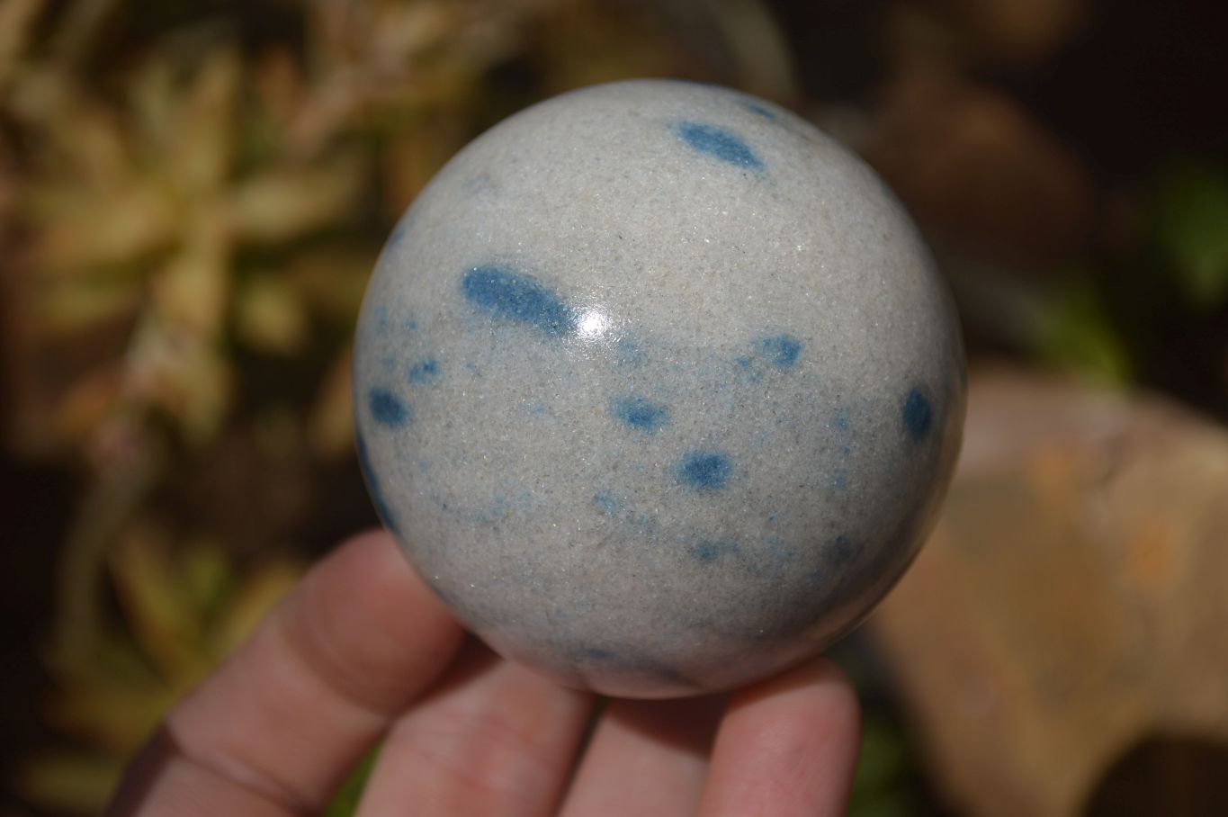 Polished Blue Spotted Spinel Quartz Spheres x 5 From Madagascar - Toprock Gemstones and Minerals 