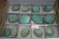Polished Blue Amazonite Palm Stones  x 13 From Madagascar - Toprock Gemstones and Minerals 