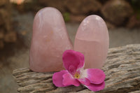 Polished Pink Rose Quartz Standing Free Forms x 2 From Ambatondrazaka, Madagascar - TopRock