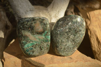 Polished Emerald Mica In Matrix Standing Free Forms x 2 From Mutoko, Zimbabwe - Toprock Gemstones and Minerals 