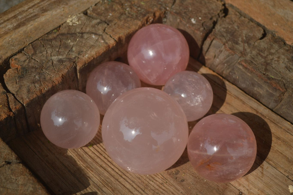 Polished Star Rose Quartz Spheres  x 6 From Ambatondrazaka, Madagascar - Toprock Gemstones and Minerals 