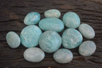 Polished Blue Amazonite Palm Stones  x 13 From Madagascar - Toprock Gemstones and Minerals 