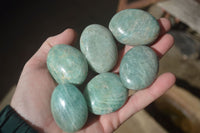 Polished Blue Amazonite Palm Stones  x 13 From Madagascar - Toprock Gemstones and Minerals 