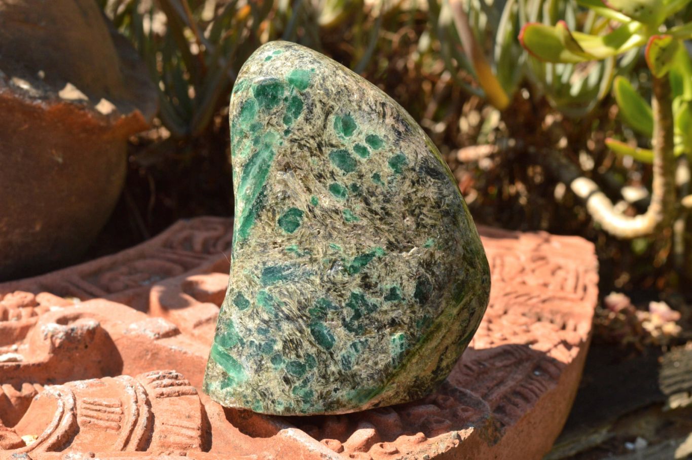 Polished Green Emeralds In Matrix Standing Free Forms  x 2 From Sandawana, Zimbabwe - TopRock