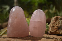 Polished Pink Rose Quartz Standing Free Forms x 2 From Ambatondrazaka, Madagascar - TopRock