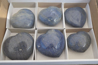 Polished Blue Lazulite Hearts x 6 From Madagascar