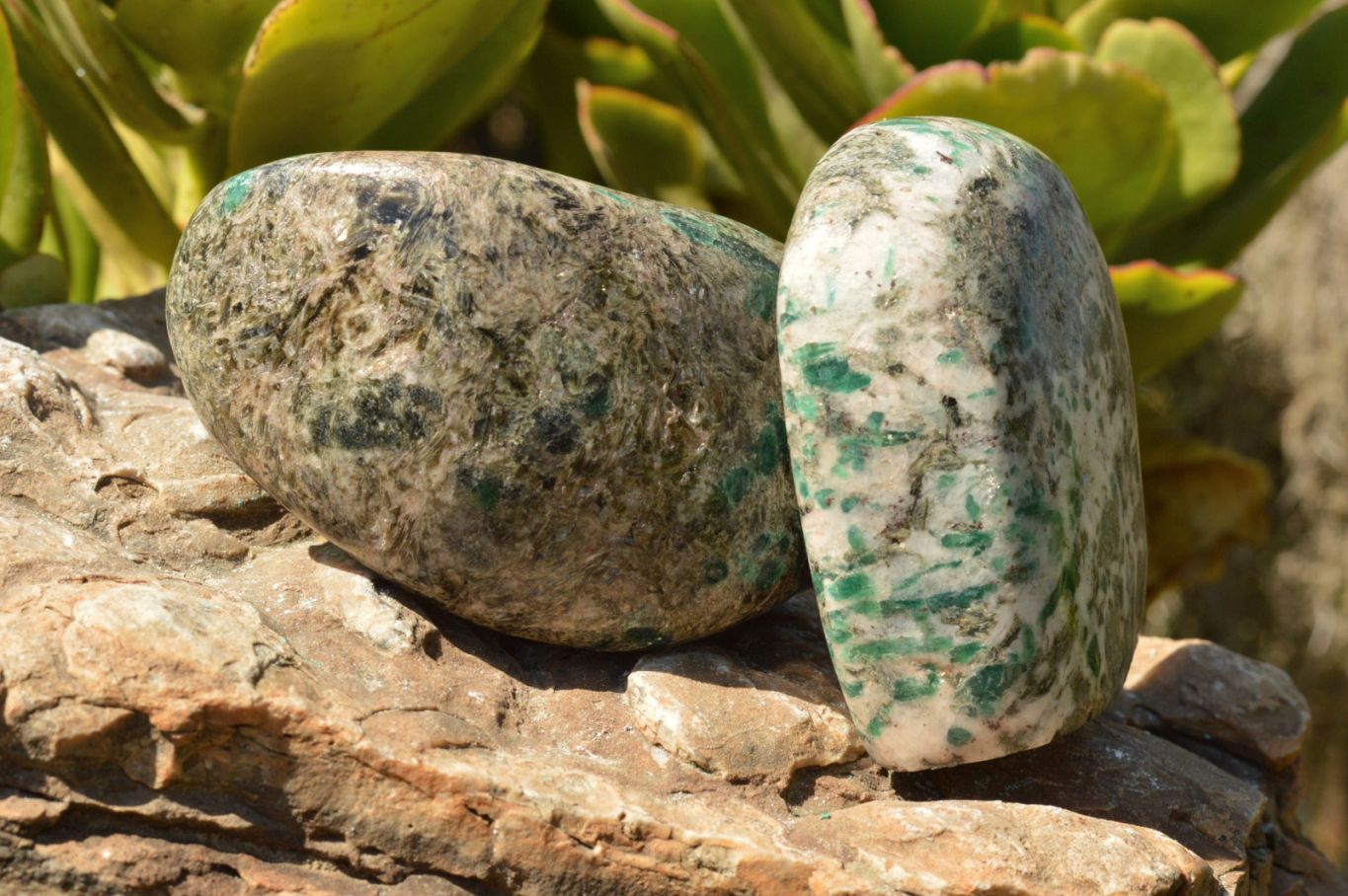 Polished Green Emeralds In Matrix Standing Free Forms  x 2 From Sandawana, Zimbabwe - TopRock