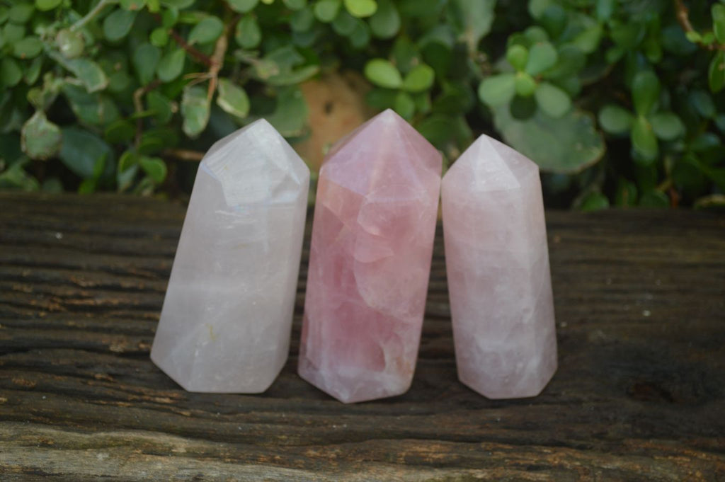 Polished Gemmy Rose Quartz Points x 3 From Madagascar - Toprock Gemstones and Minerals 