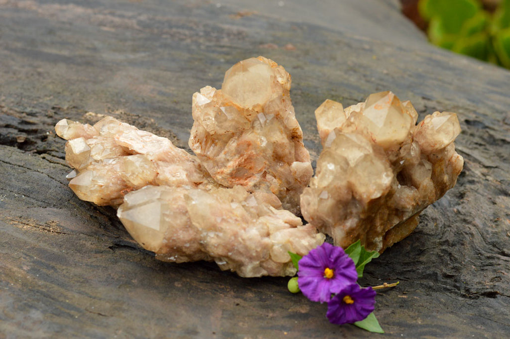 Natural Cascading White Phantom Smokey Quartz Clusters  x 4 From Luena, Congo - TopRock
