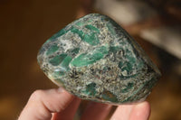 Polished Emerald Mica In Matrix Standing Free Forms x 2 From Mutoko, Zimbabwe - Toprock Gemstones and Minerals 