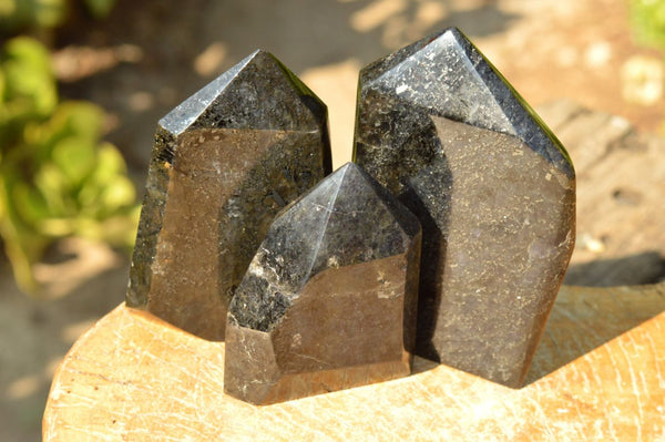 Polished Blue Iolite Water Sapphire / Cordierite Standing Free Forms  x 3 From Northern Cape, South Africa - TopRock