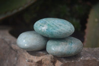 Polished Blue Amazonite Palm Stones  x 13 From Madagascar - Toprock Gemstones and Minerals 