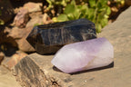 Polished Stunning Amethyst & Morion Smokey Quartz Points  x 2 From Madagascar - TopRock