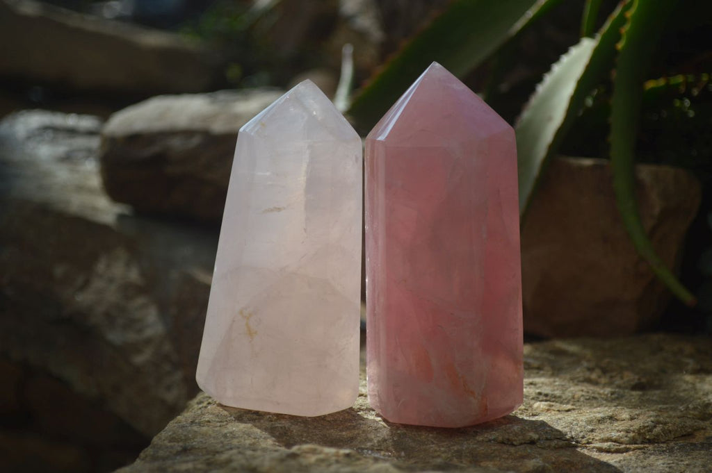 Polished Gemmy Rose Quartz Points x 3 From Madagascar - Toprock Gemstones and Minerals 