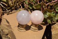 Polished Rare Blue Rose Quartz Spheres With Asterisms  x 3 From Madagascar - TopRock