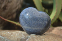 Polished Blue Lazulite Hearts x 6 From Madagascar