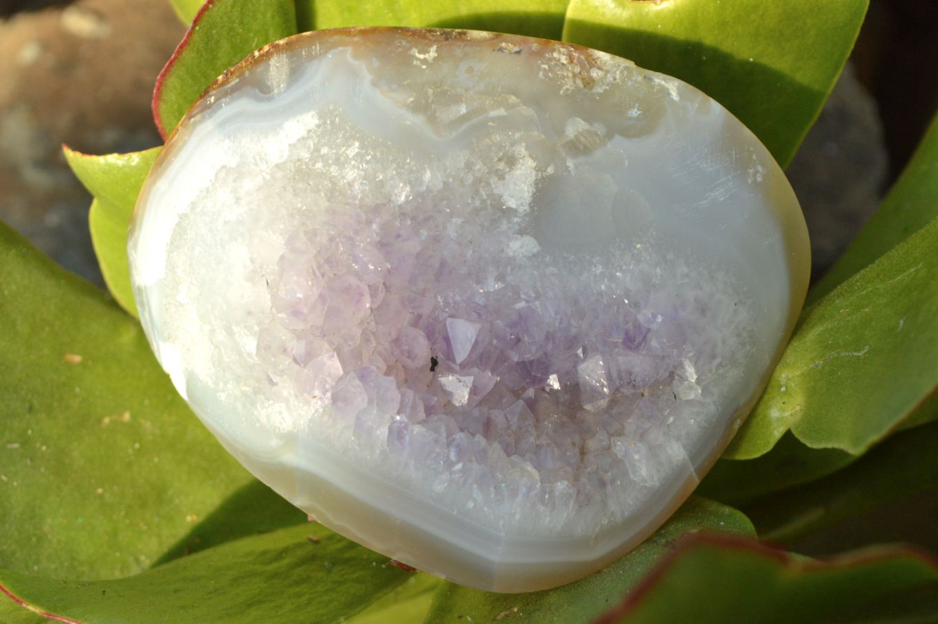 Polished Amethyst Agate Geodes With Crystalline Centres x 3 From Madagascar - TopRock
