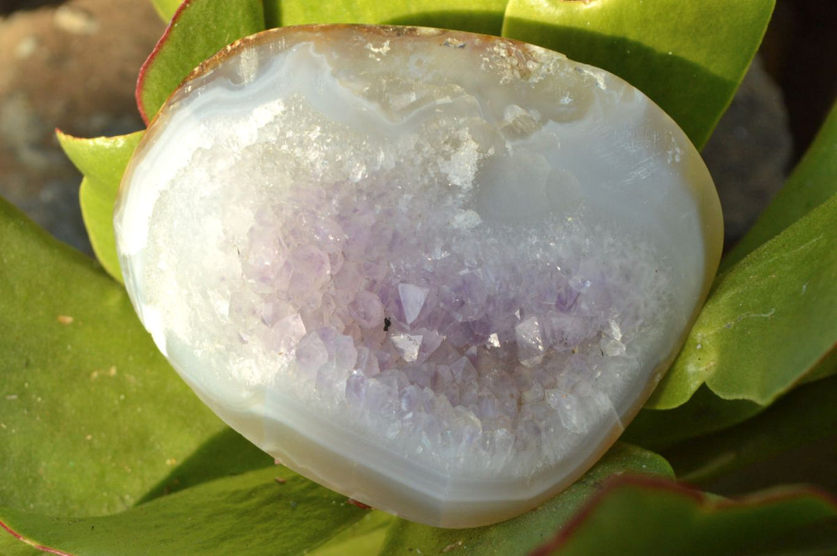 Polished Amethyst Agate Geodes With Crystalline Centres x 3 From Madagascar - TopRock
