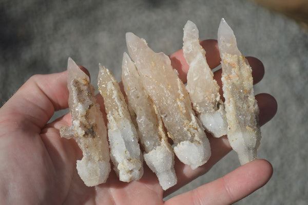 Natural Drusy Quartz Coated Calcite Crystals  x 20 From Alberts Mountain, Lesotho