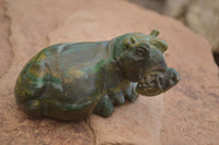 Polished Green Verdite Hippo Carvings  x 3 From Zimbabwe - Toprock Gemstones and Minerals 