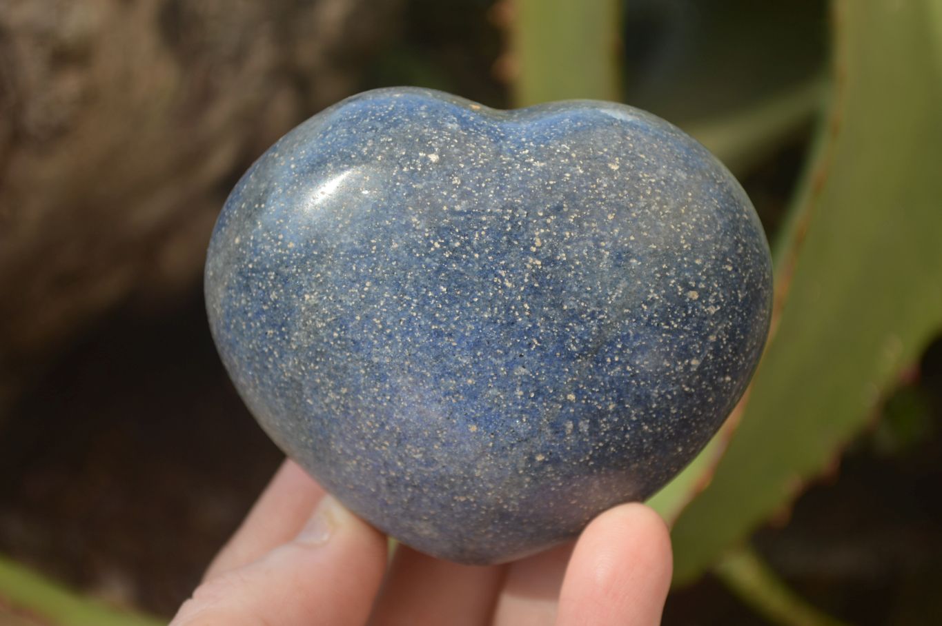 Polished Blue Lazulite Hearts x 6 From Madagascar - Toprock Gemstones and Minerals 