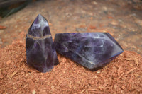 Polished Deep Purple Chevron Amethyst Points  x 4 From Zambia - Toprock Gemstones and Minerals 