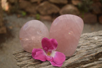 Polished Pink Rose Quartz Standing Free Forms x 2 From Ambatondrazaka, Madagascar - TopRock