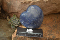 Polished Blue Lazulite Hearts x 6 From Madagascar